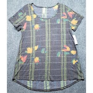 LulaRoe Classic T-Shirt Womens L Multicolor Floral Round Neck Short Sleeve New